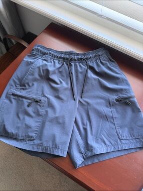 Men's Cargo Drawstring Shorts in Slate Blue